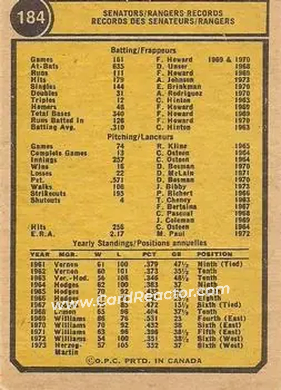 Back of Card #184