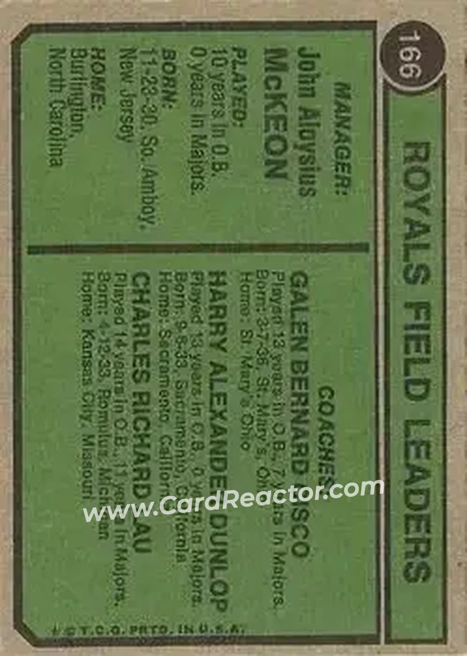 Back of Card #166