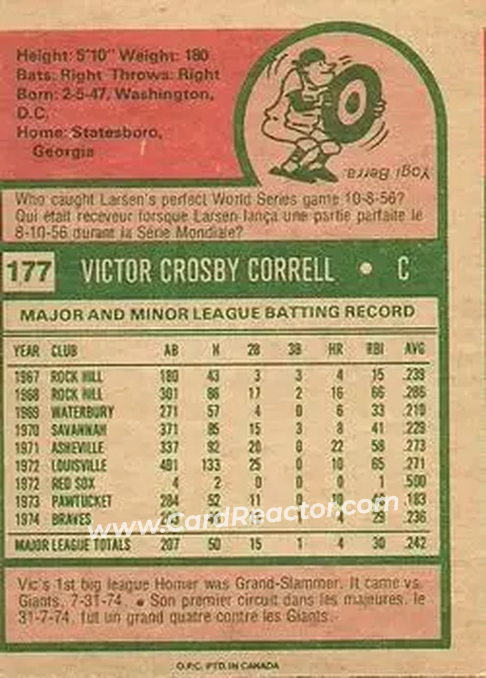 Back of Vic Correll