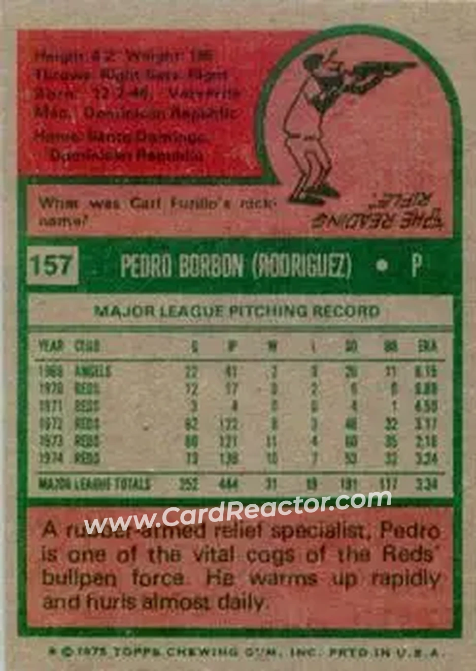 Back of Pedro Borbon