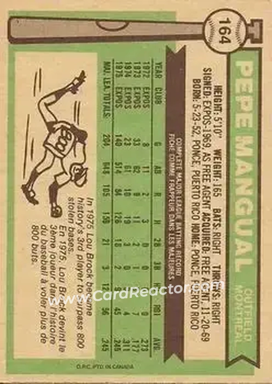 Back of Pepe Mangual