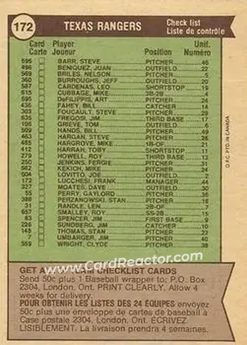 Back of Card #172