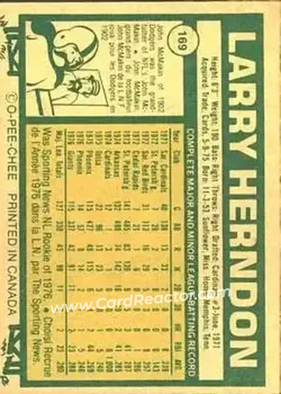 Back of Larry Herndon