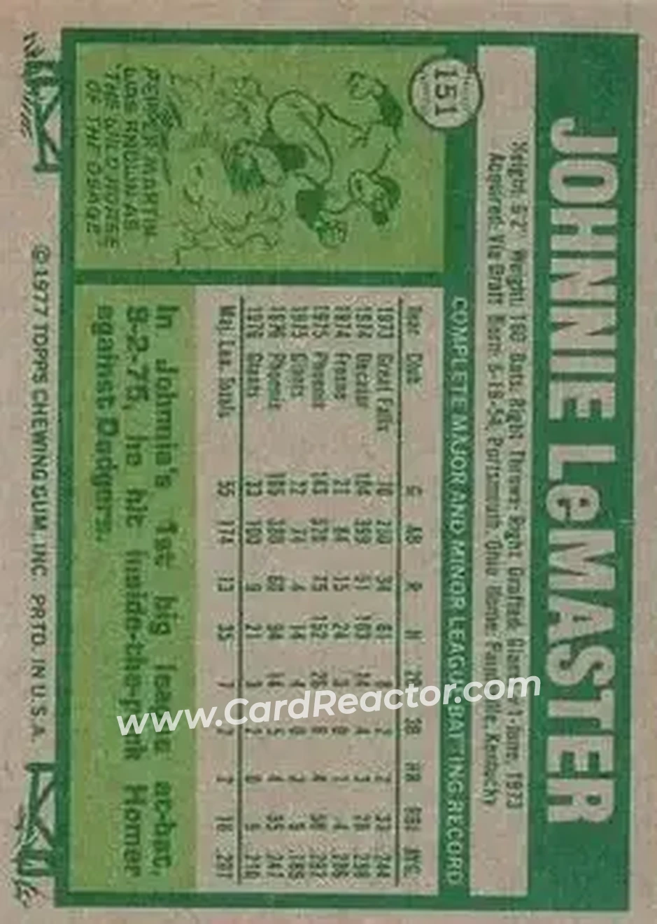 Back of Johnnie LeMaster