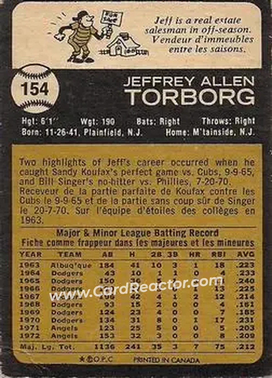 Back of Jeff Torborg