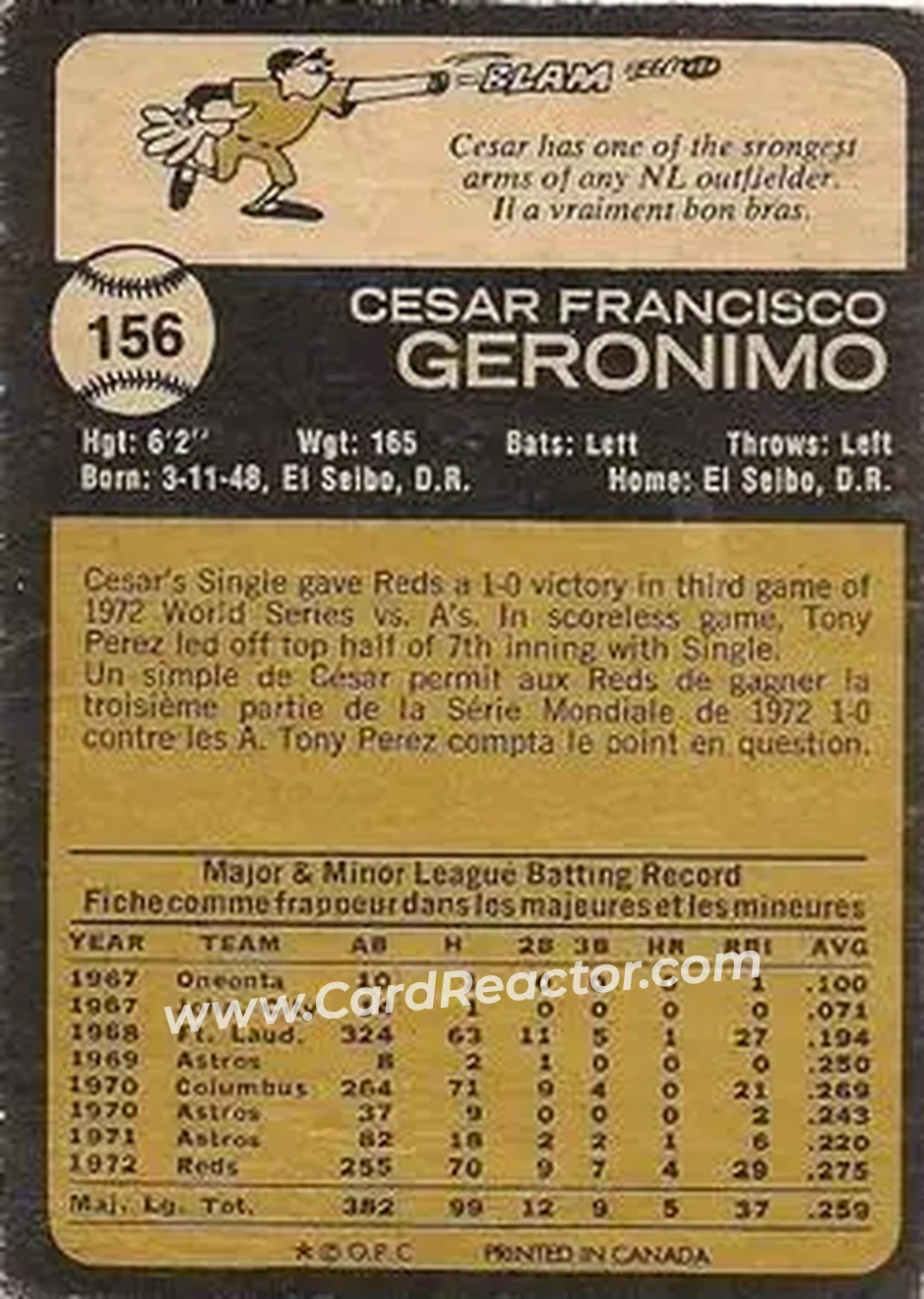Back of Cesar Geronimo