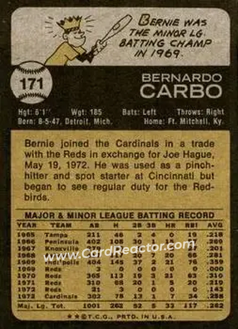 Back of Bernie Carbo