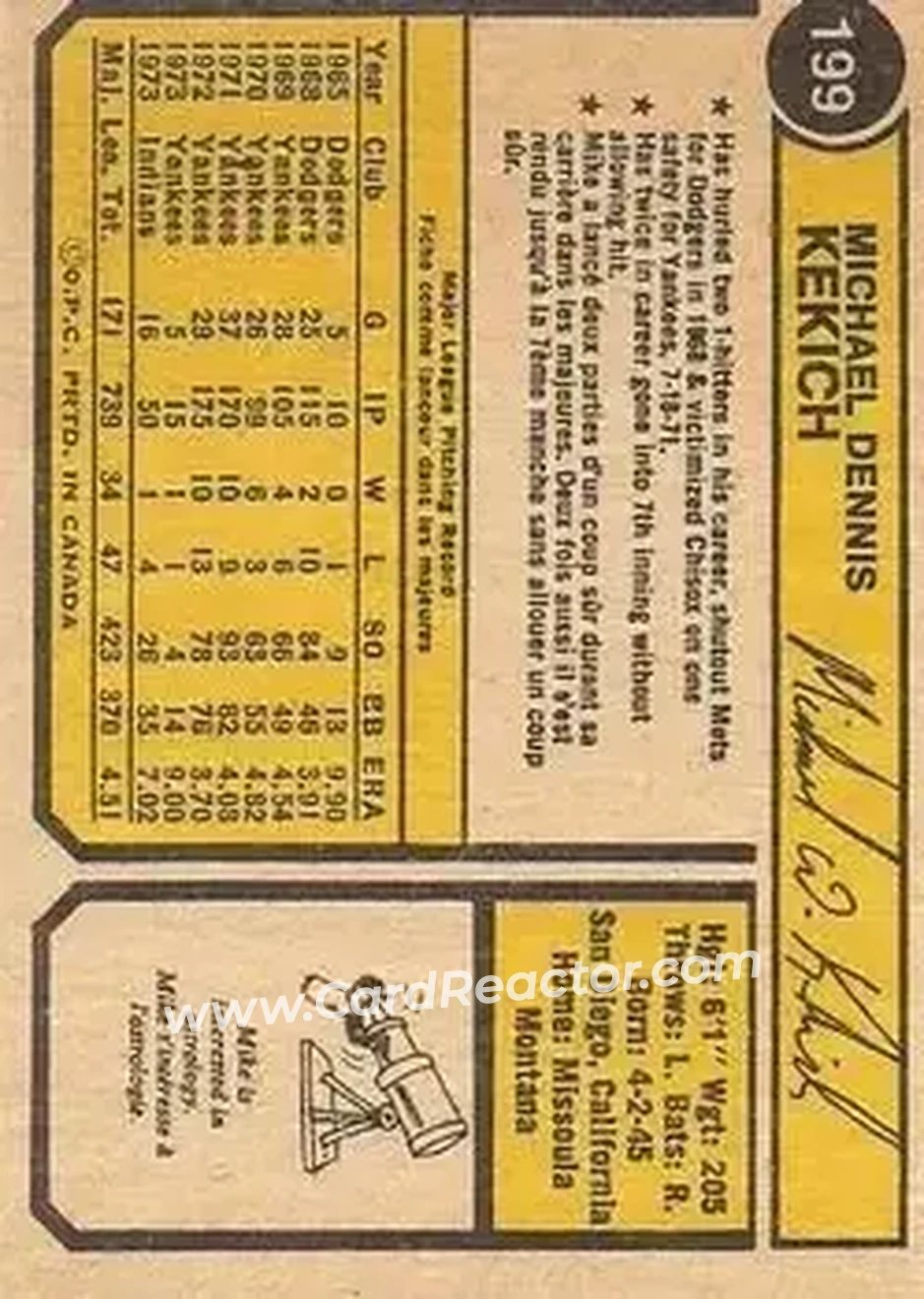 Back of Mike Kekich