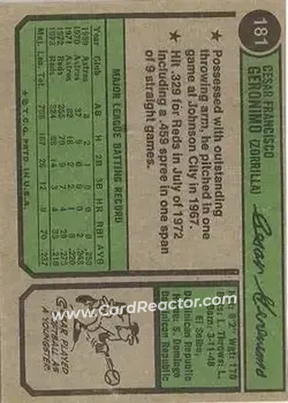 Back of Cesar Geronimo