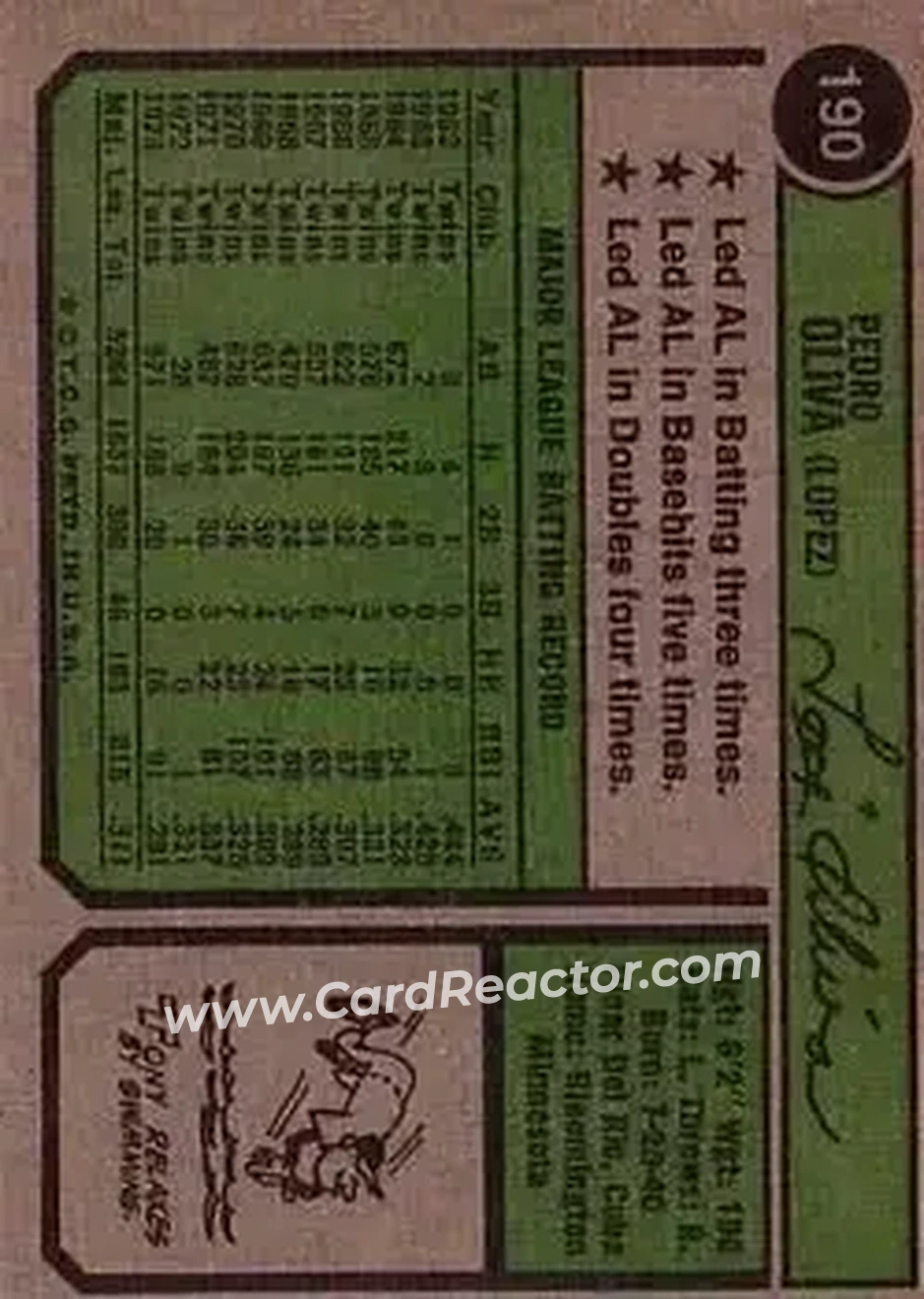 Back of Tony Oliva