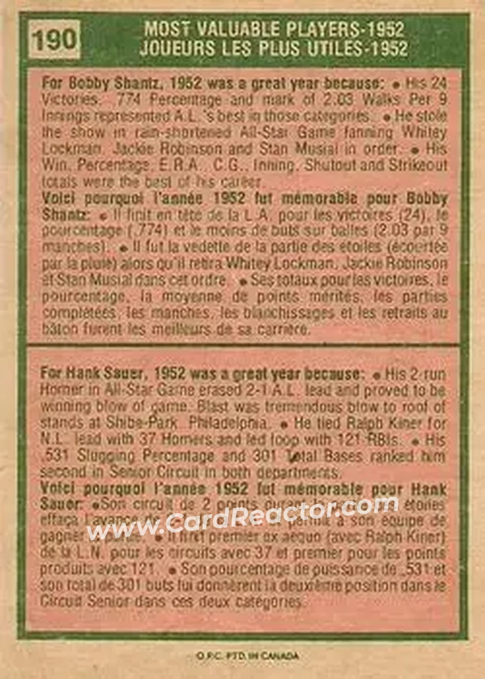 Back of Card #190