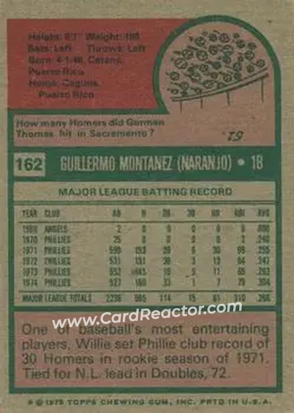 Back of Willie Montanez