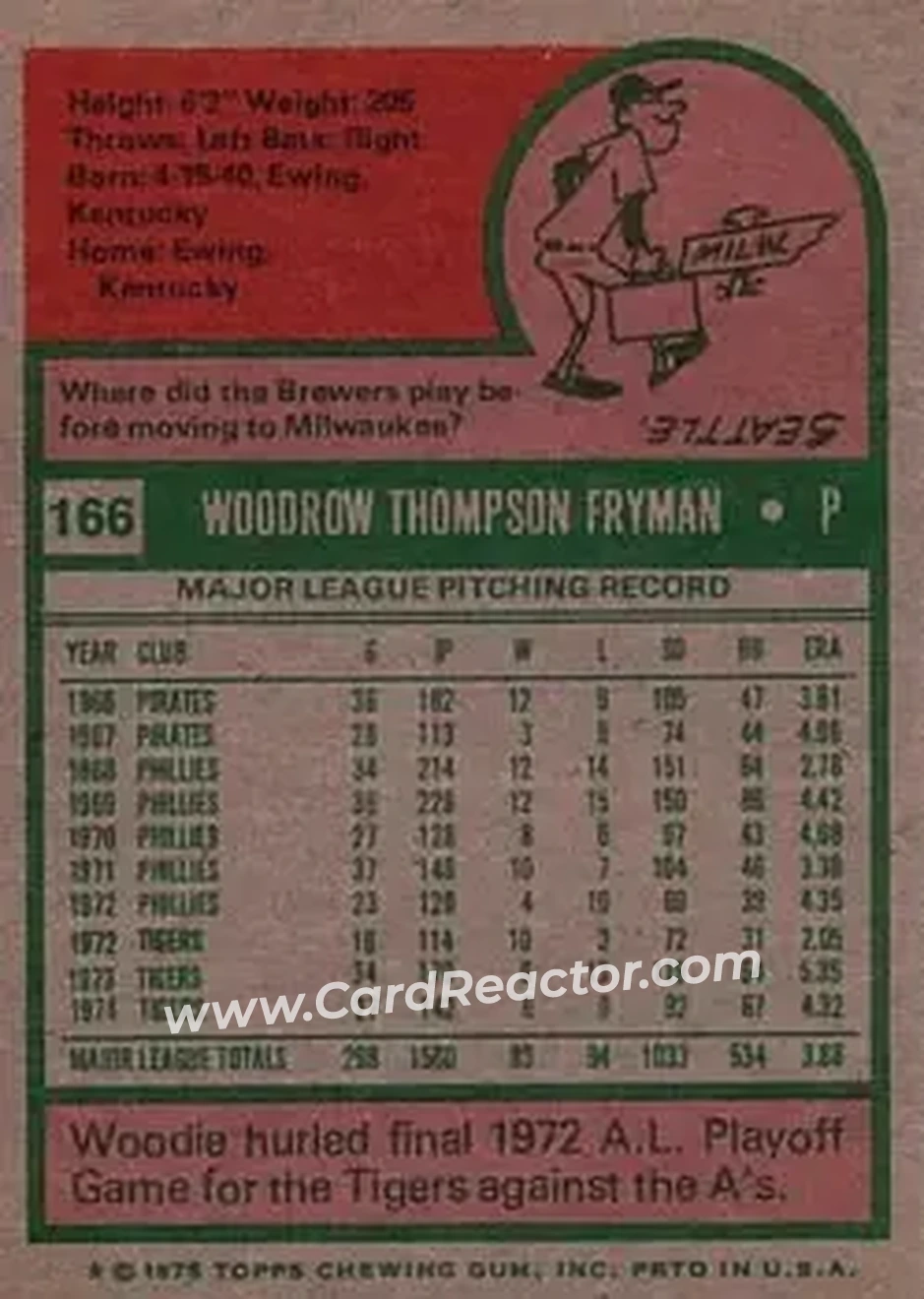 Back of Woody Fryman