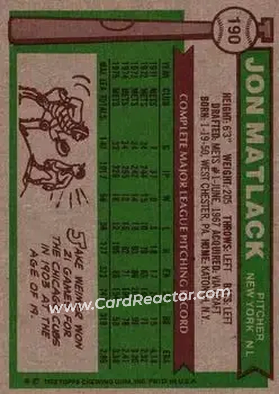 Back of Jon Matlack