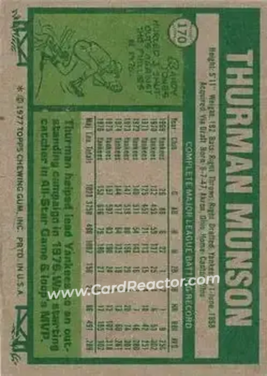 Back of Thurman Munson