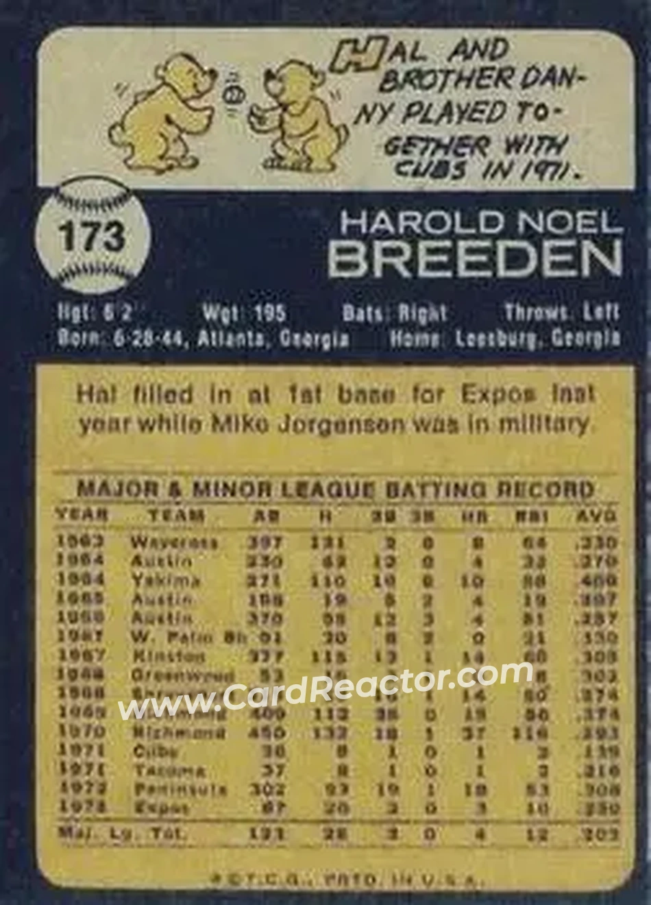 Back of Hal Breeden