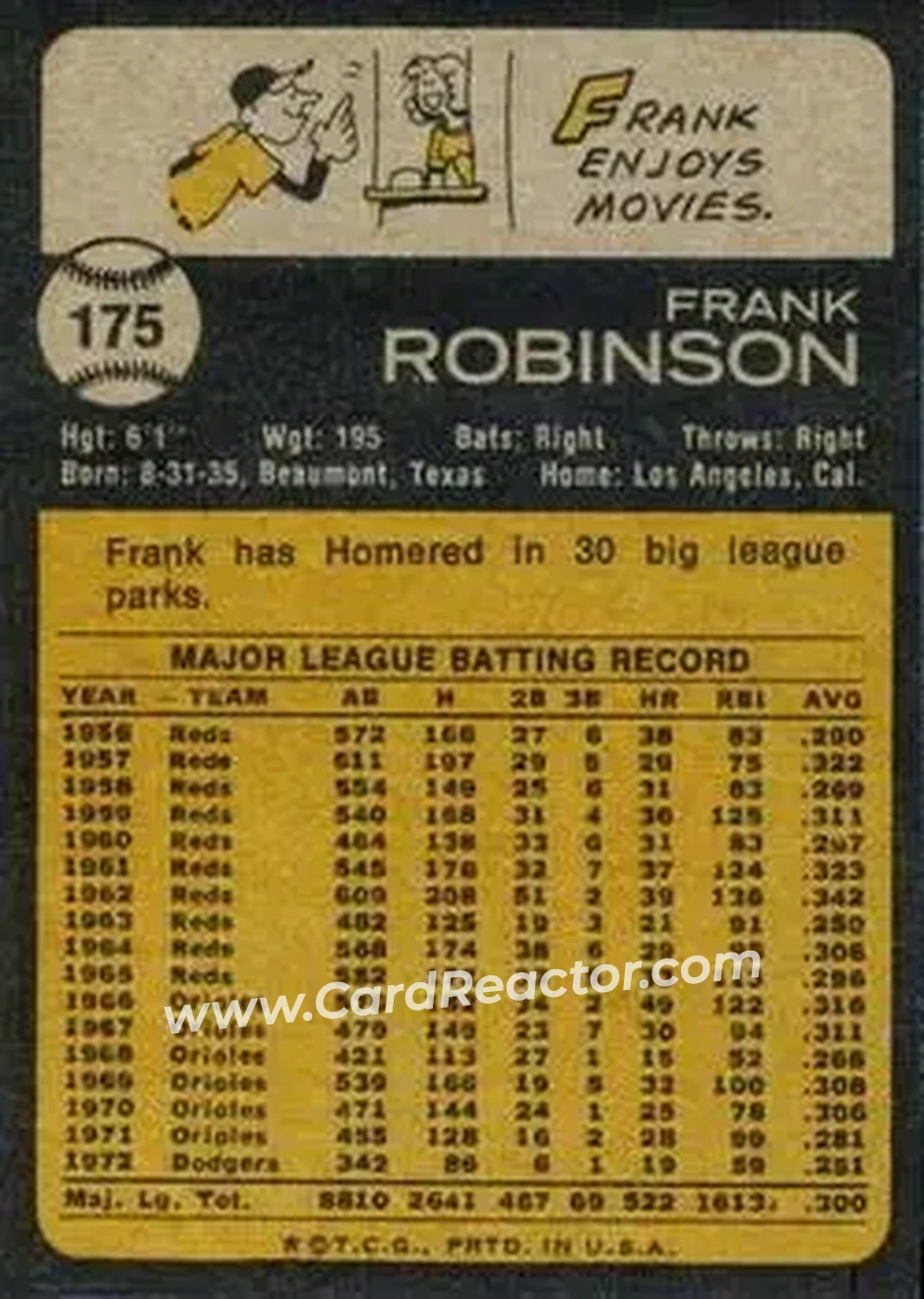 Back of Frank Robinson