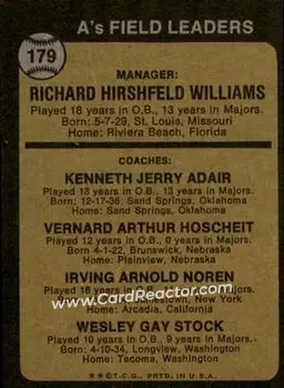 Back of Card #179