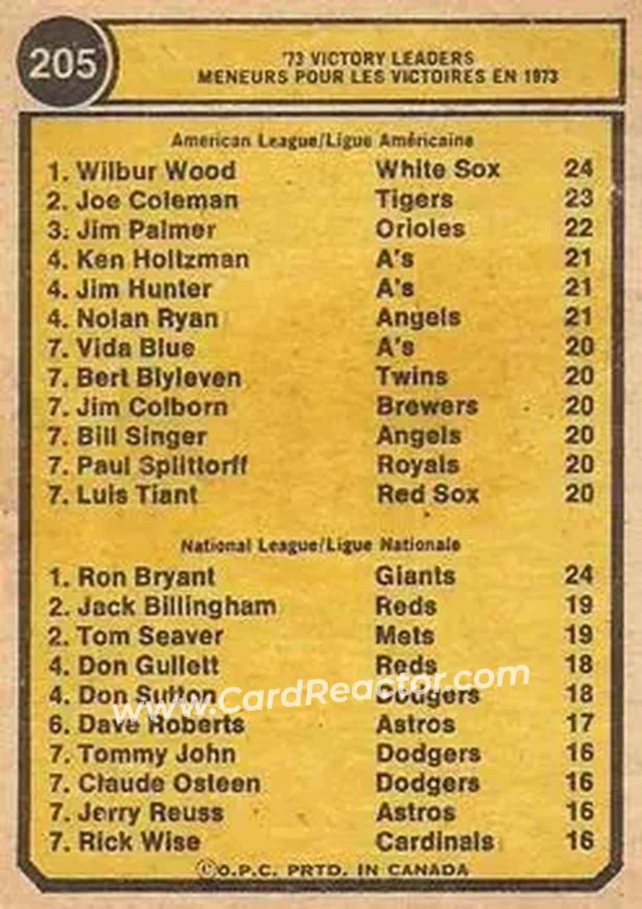 Back of Card #205