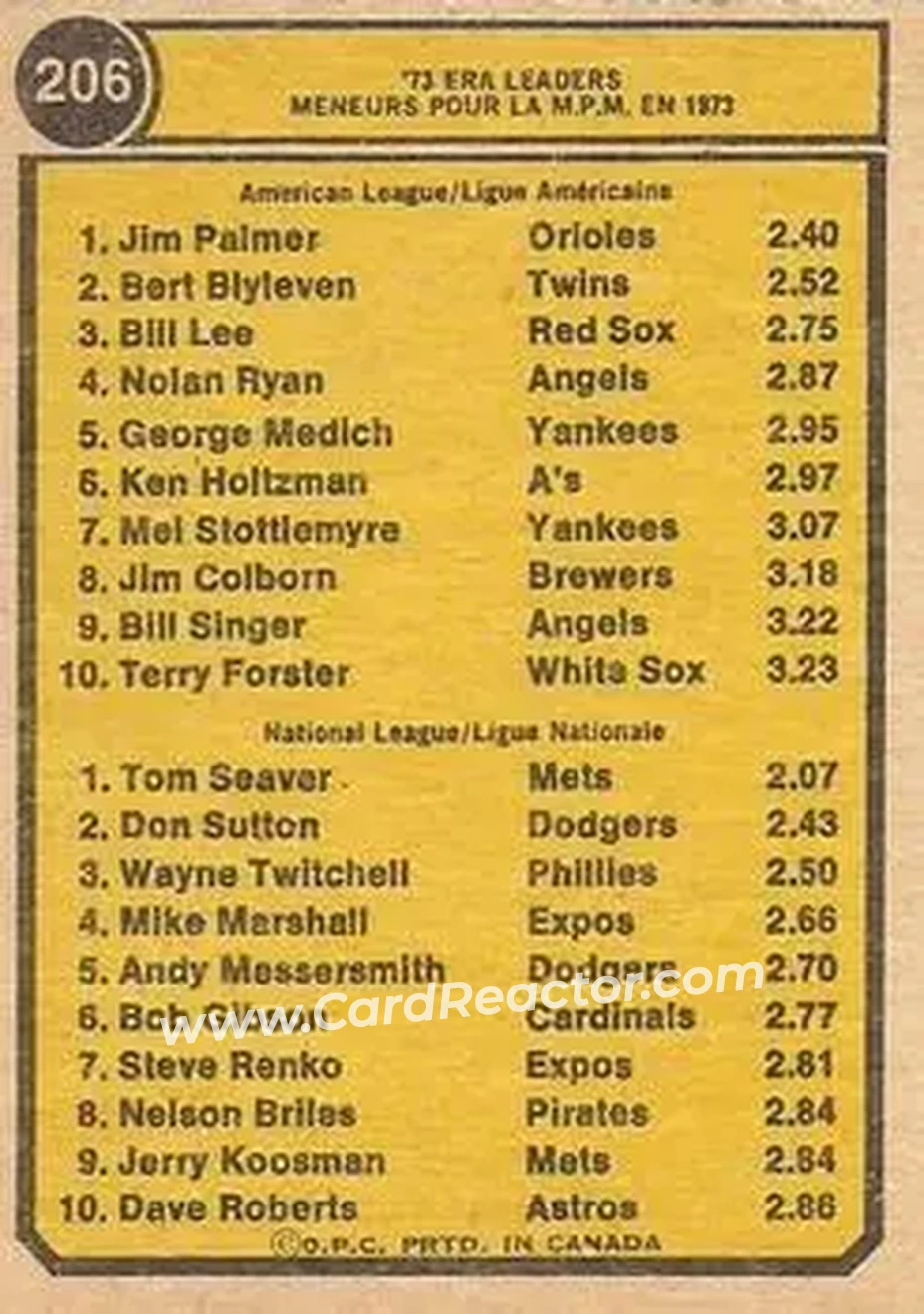 Back of Card #206