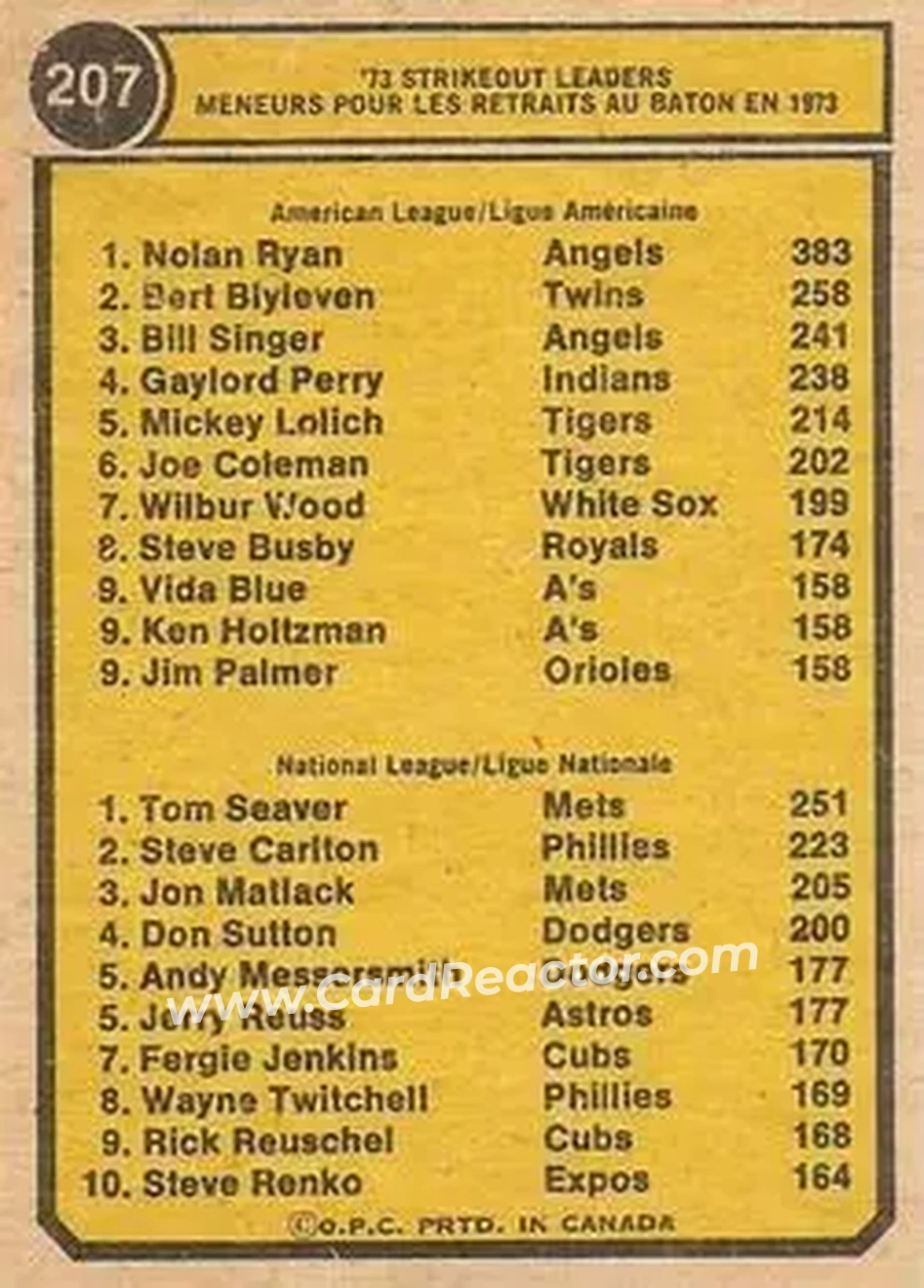 Back of Card #207