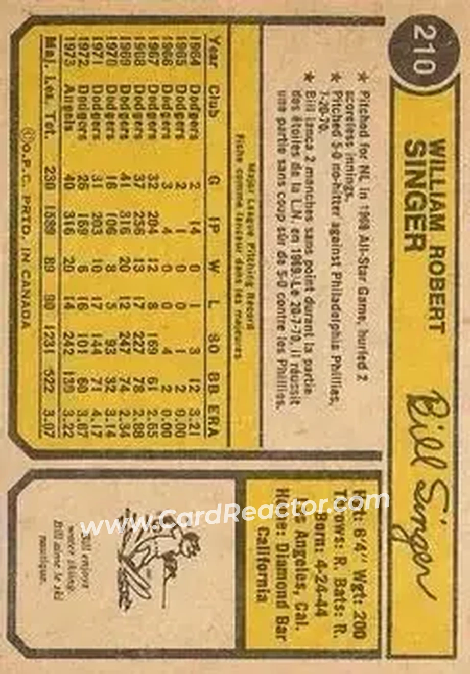 Back of Bill Singer