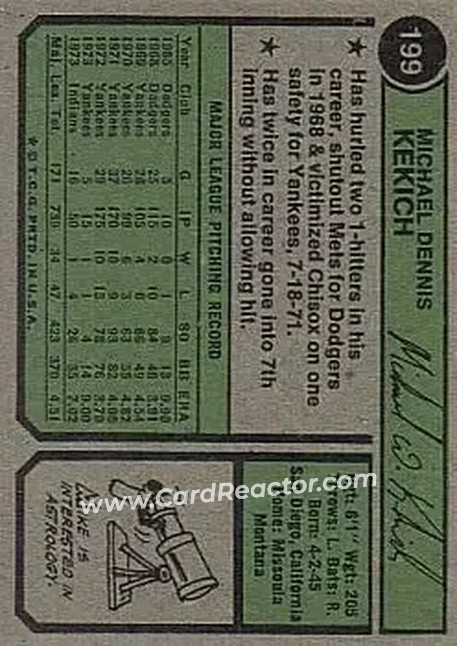 Back of Mike Kekich