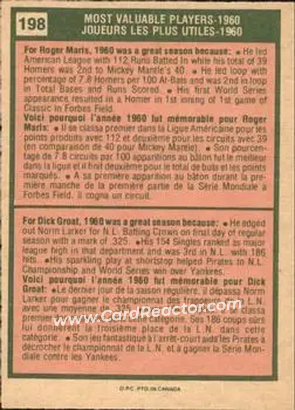 Back of Card #198