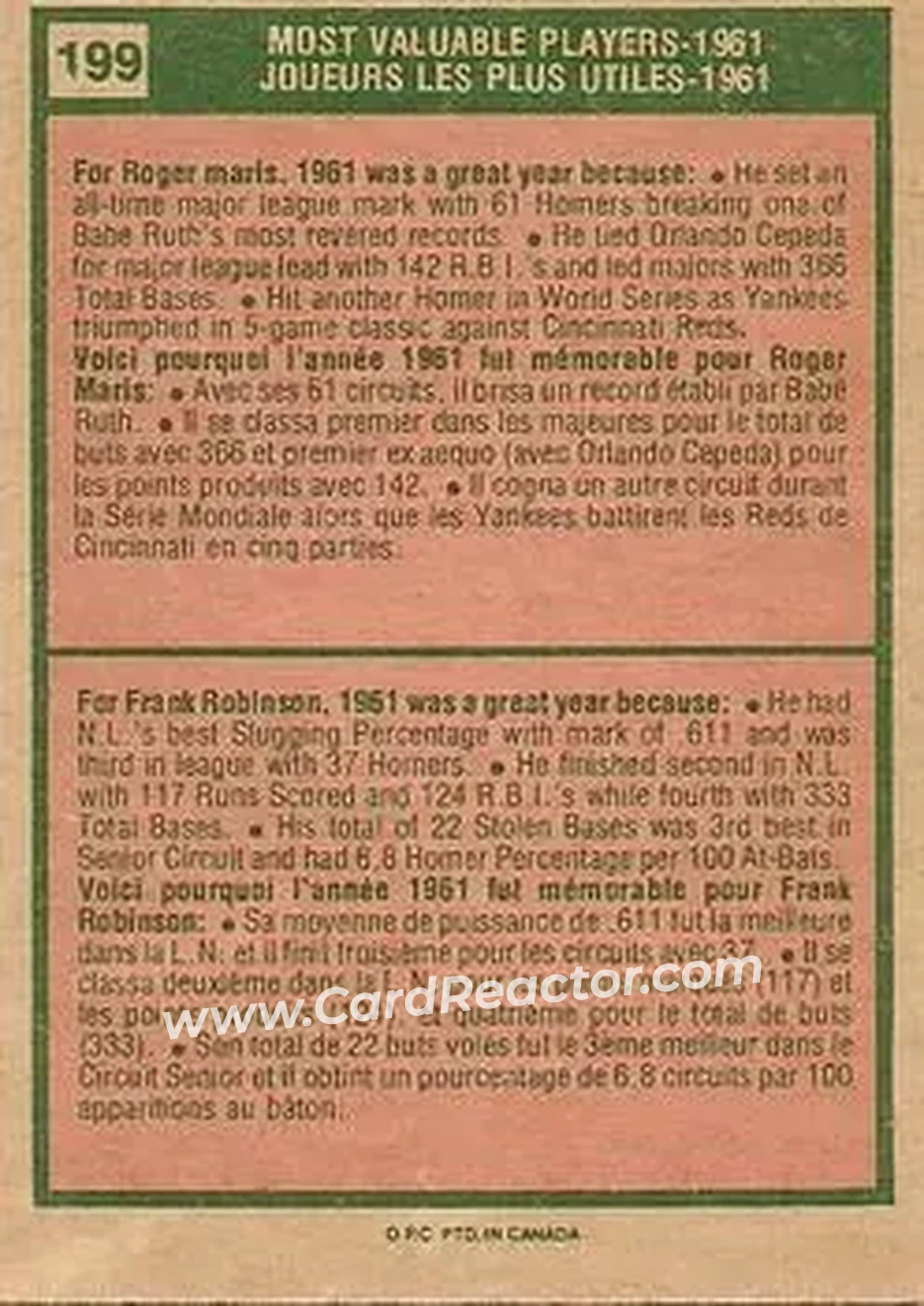 Back of Card #199