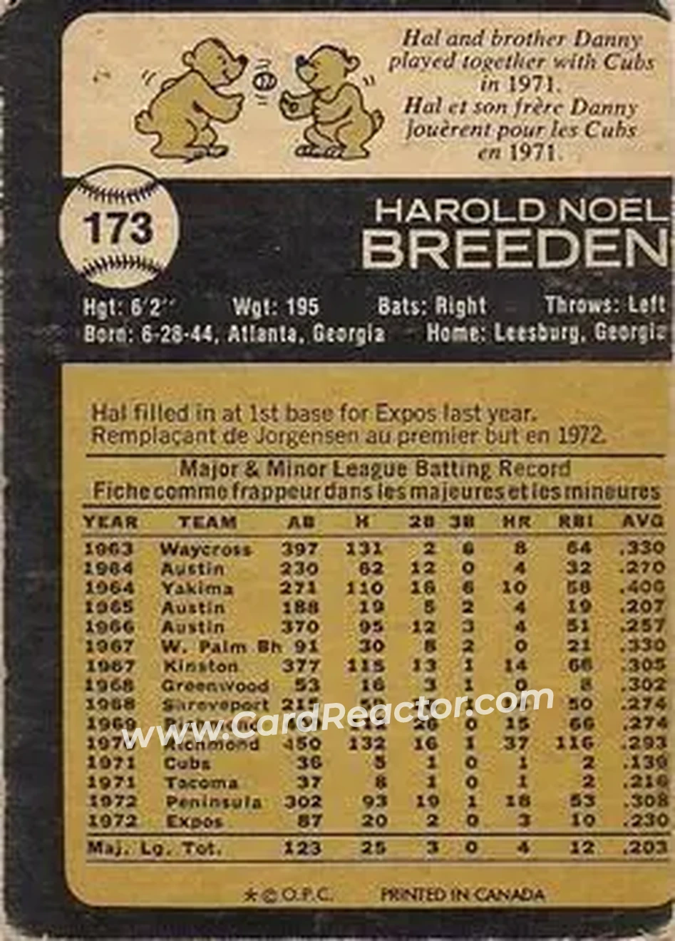 Back of Hal Breeden