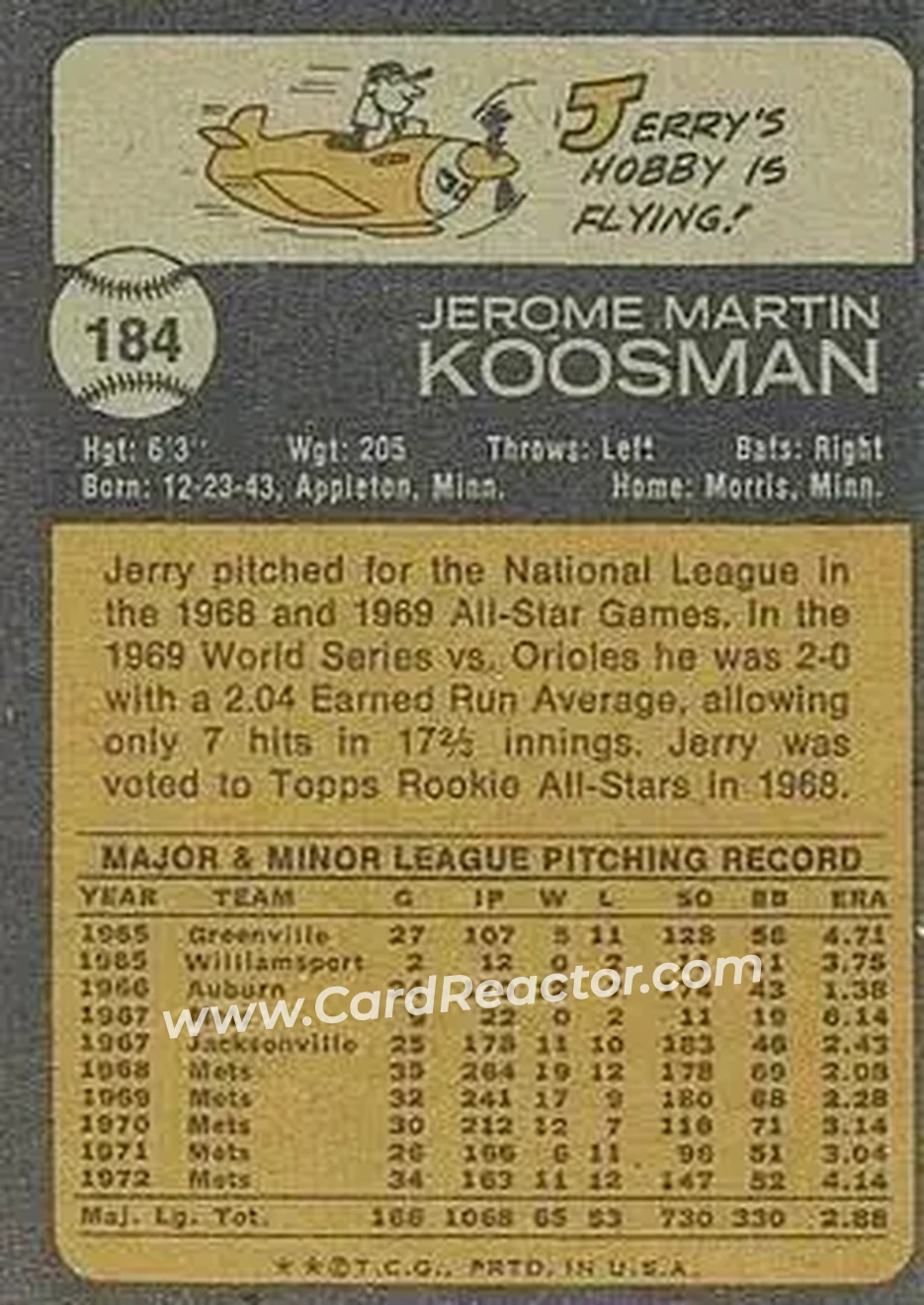 Back of Jerry Koosman