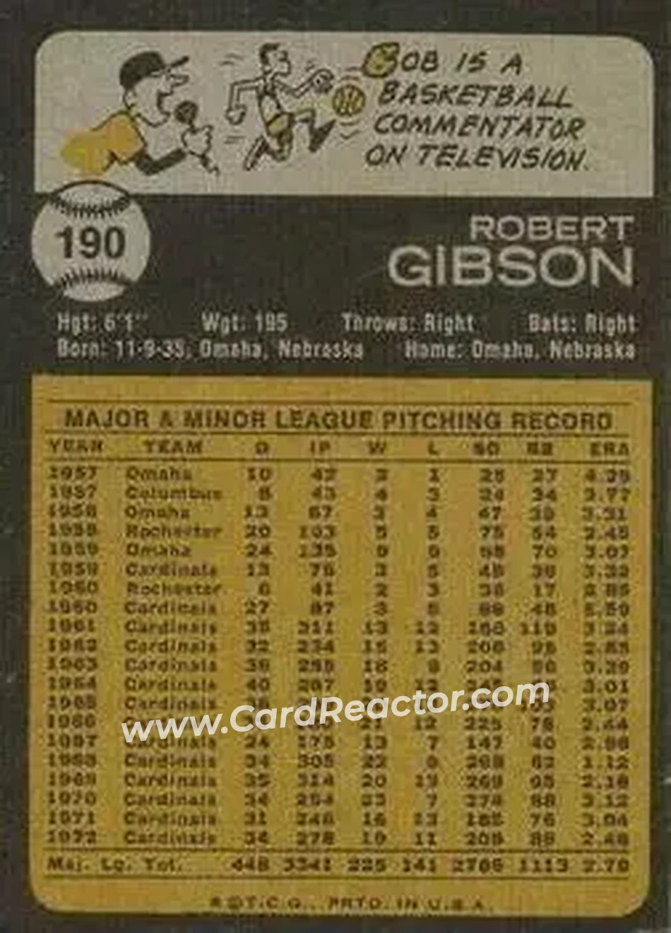 Back of Bob Gibson