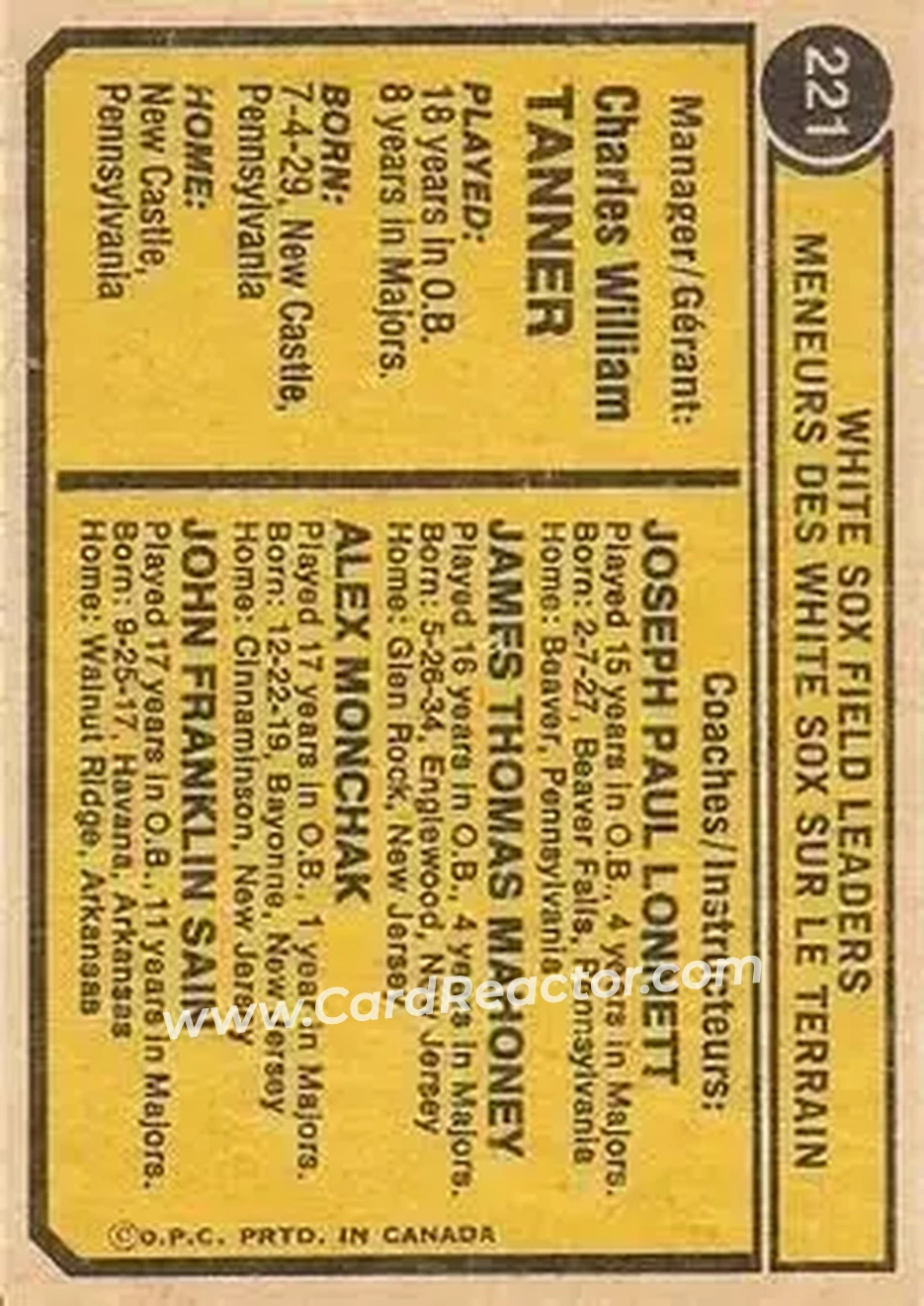 Back of Card #221