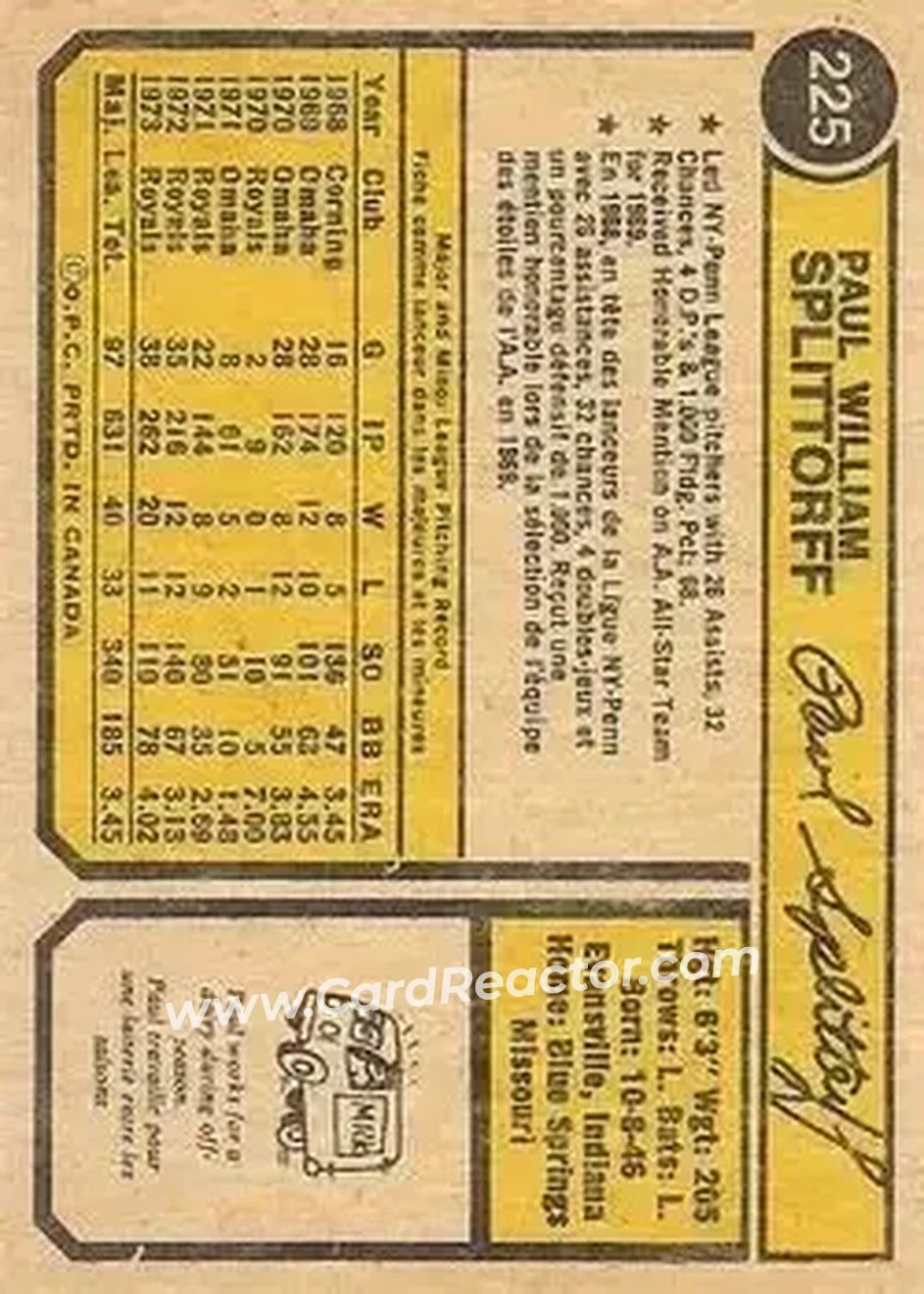 Back of Paul Splittorff
