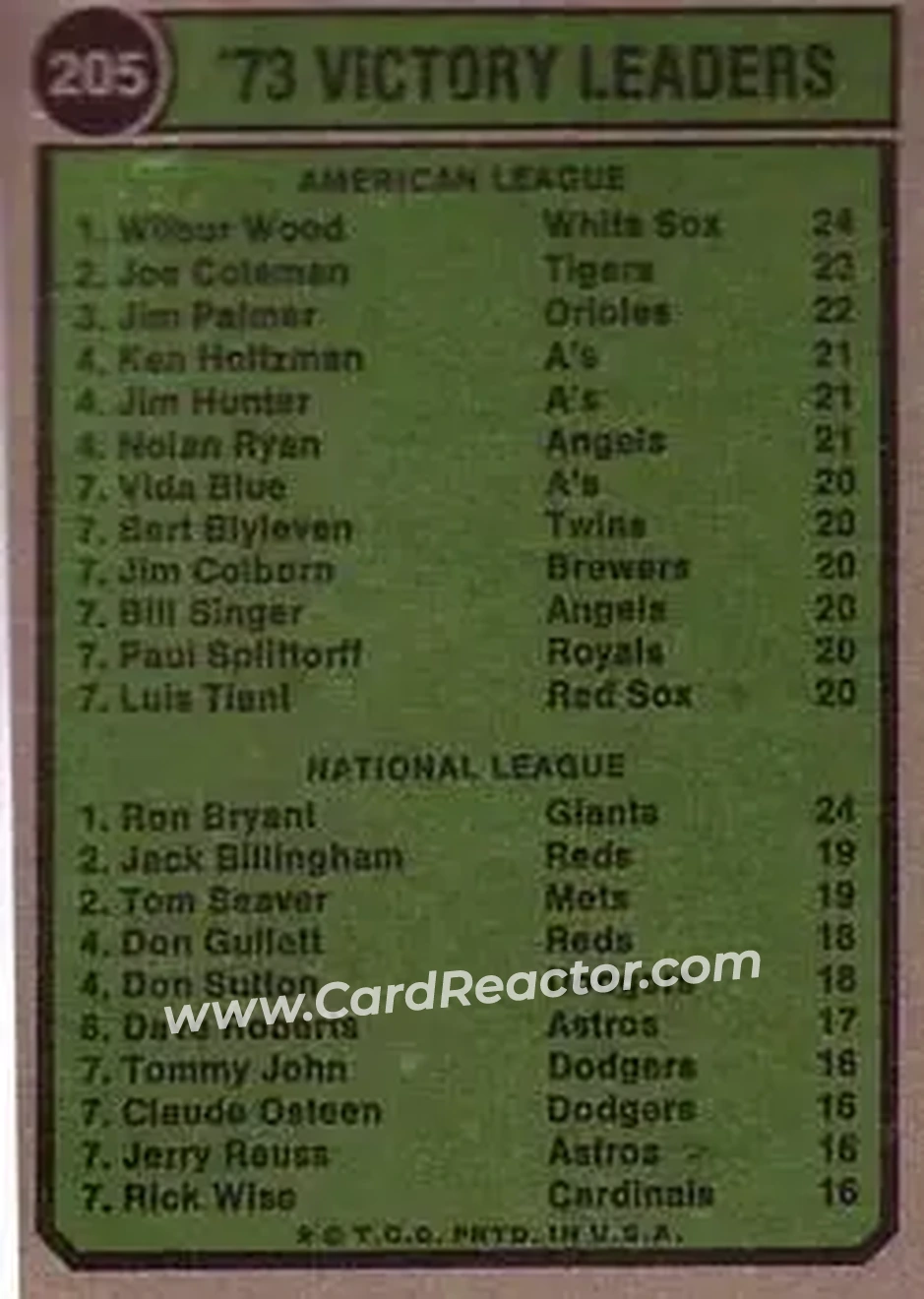 Back of Card #205