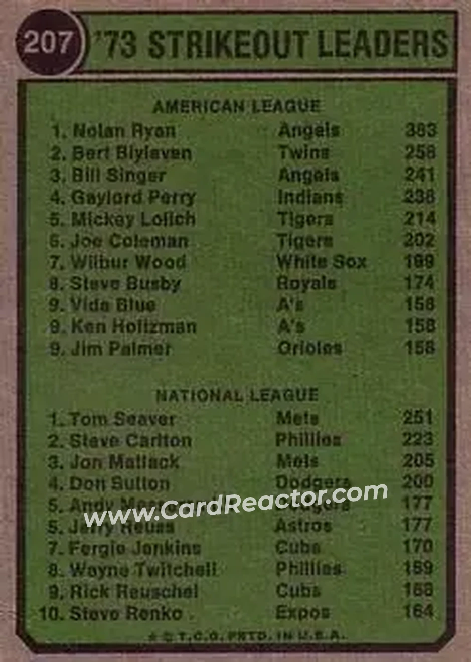 Back of Card #207