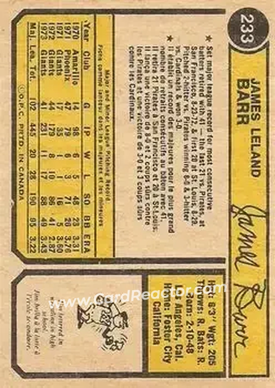 Back of Jim Barr
