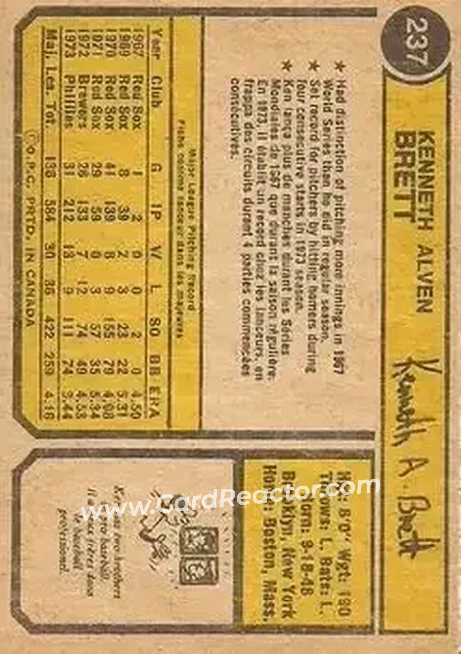 Back of Ken Brett