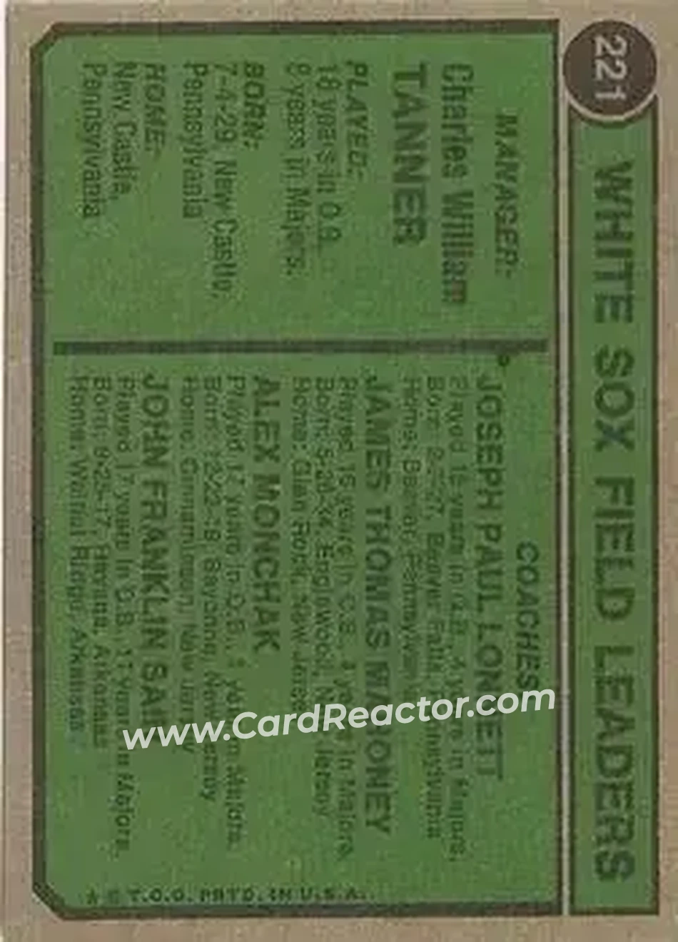 Back of Card #221
