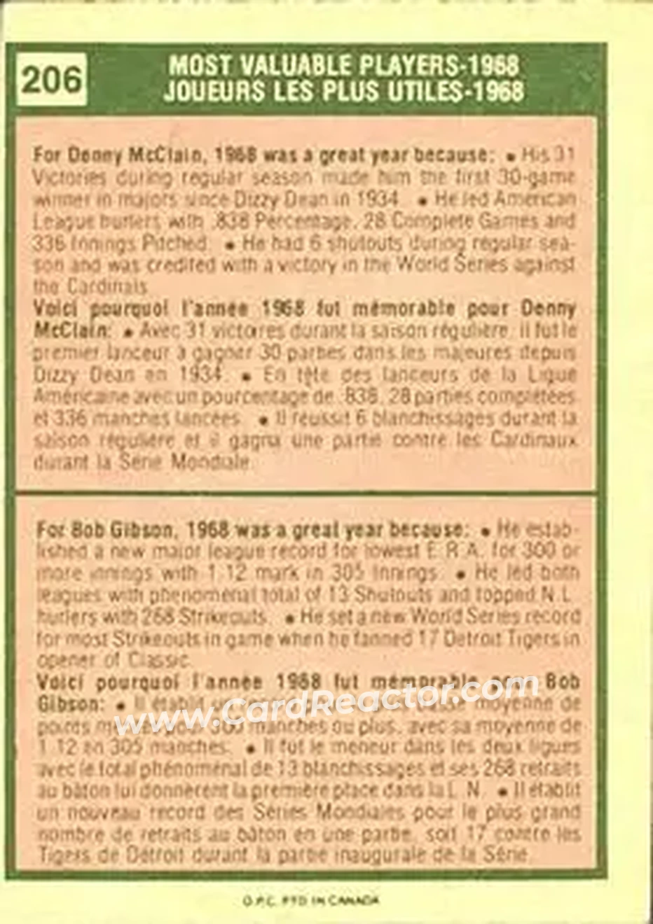 Back of Card #206