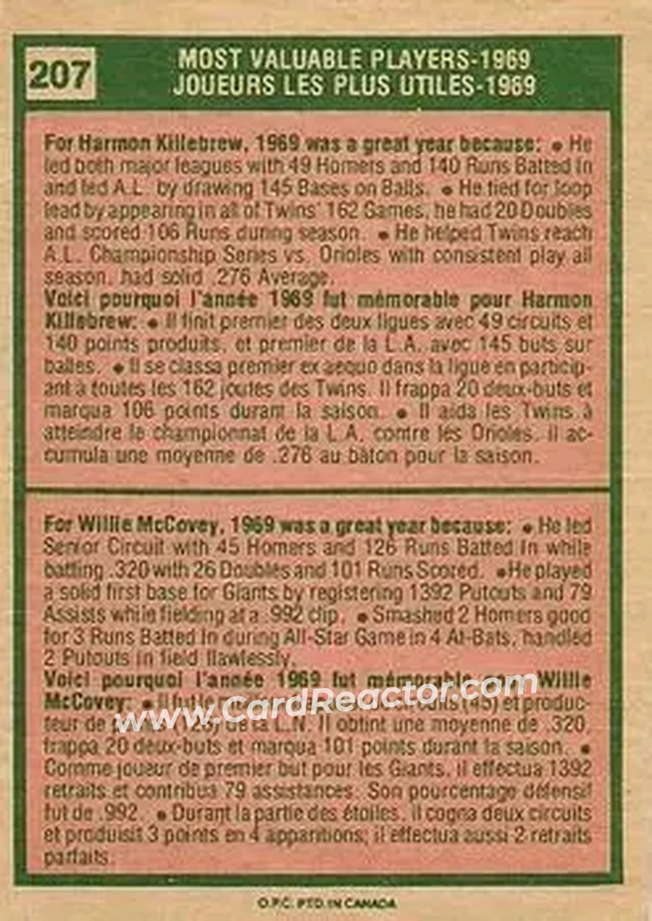 Back of Card #207