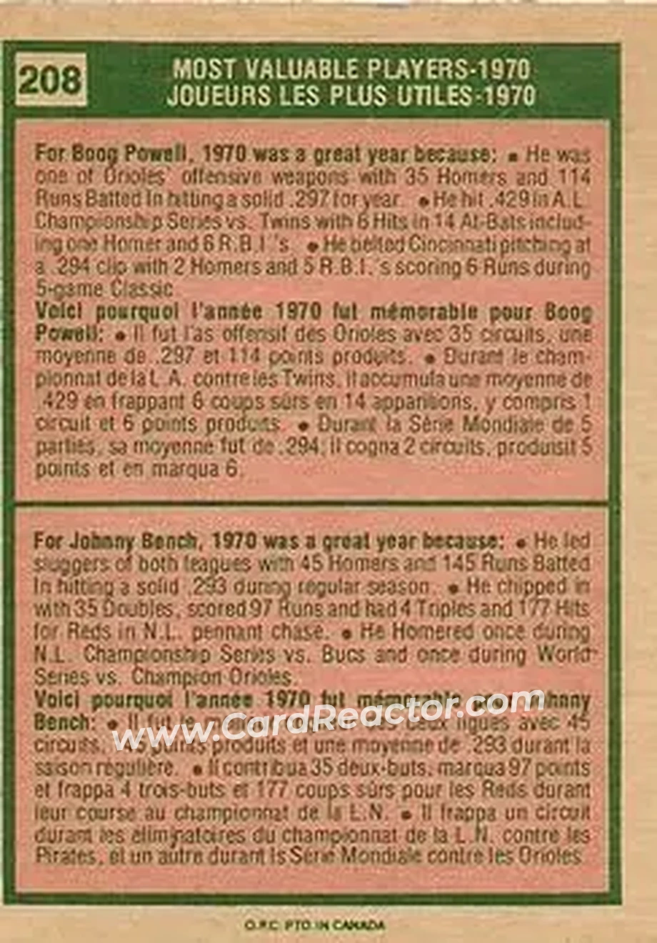 Back of Card #208