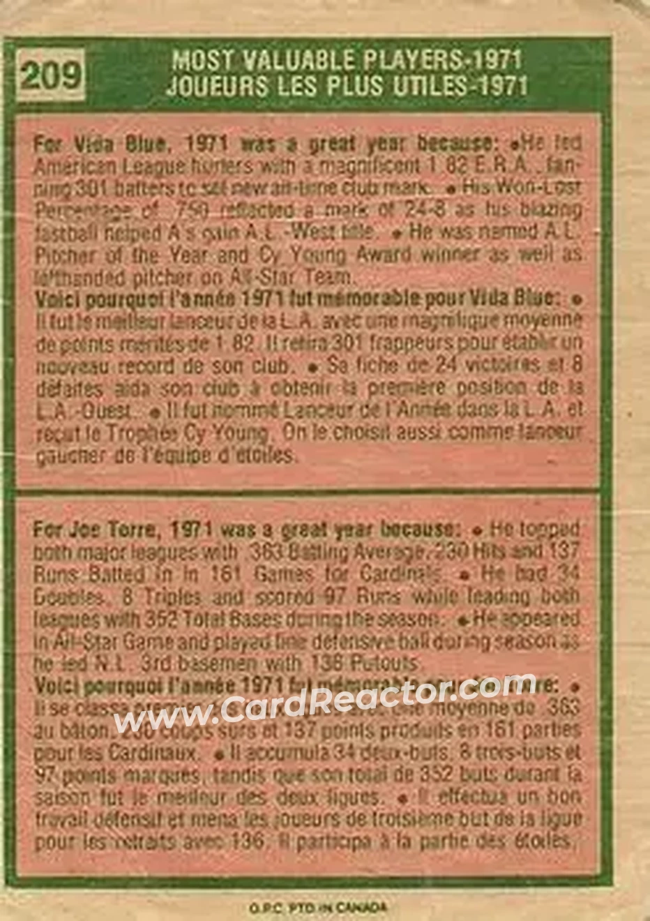Back of Card #209
