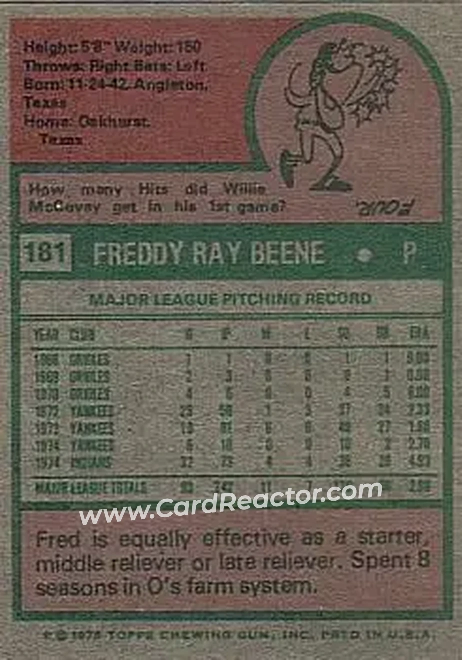 Back of Fred Beene