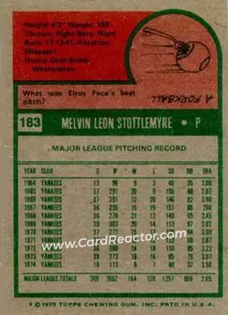 Back of Mel Stottlemyre