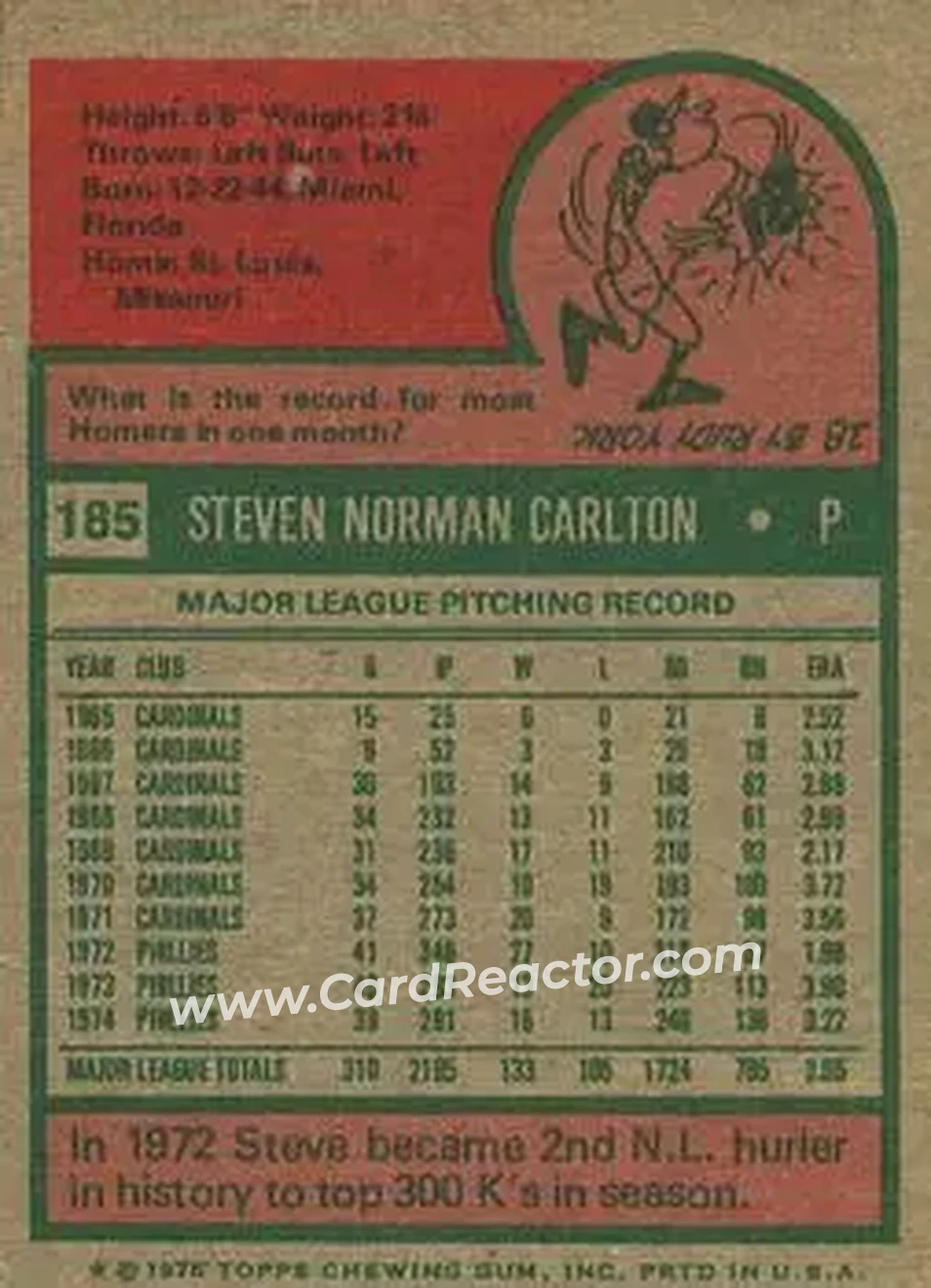 Back of Steve Carlton
