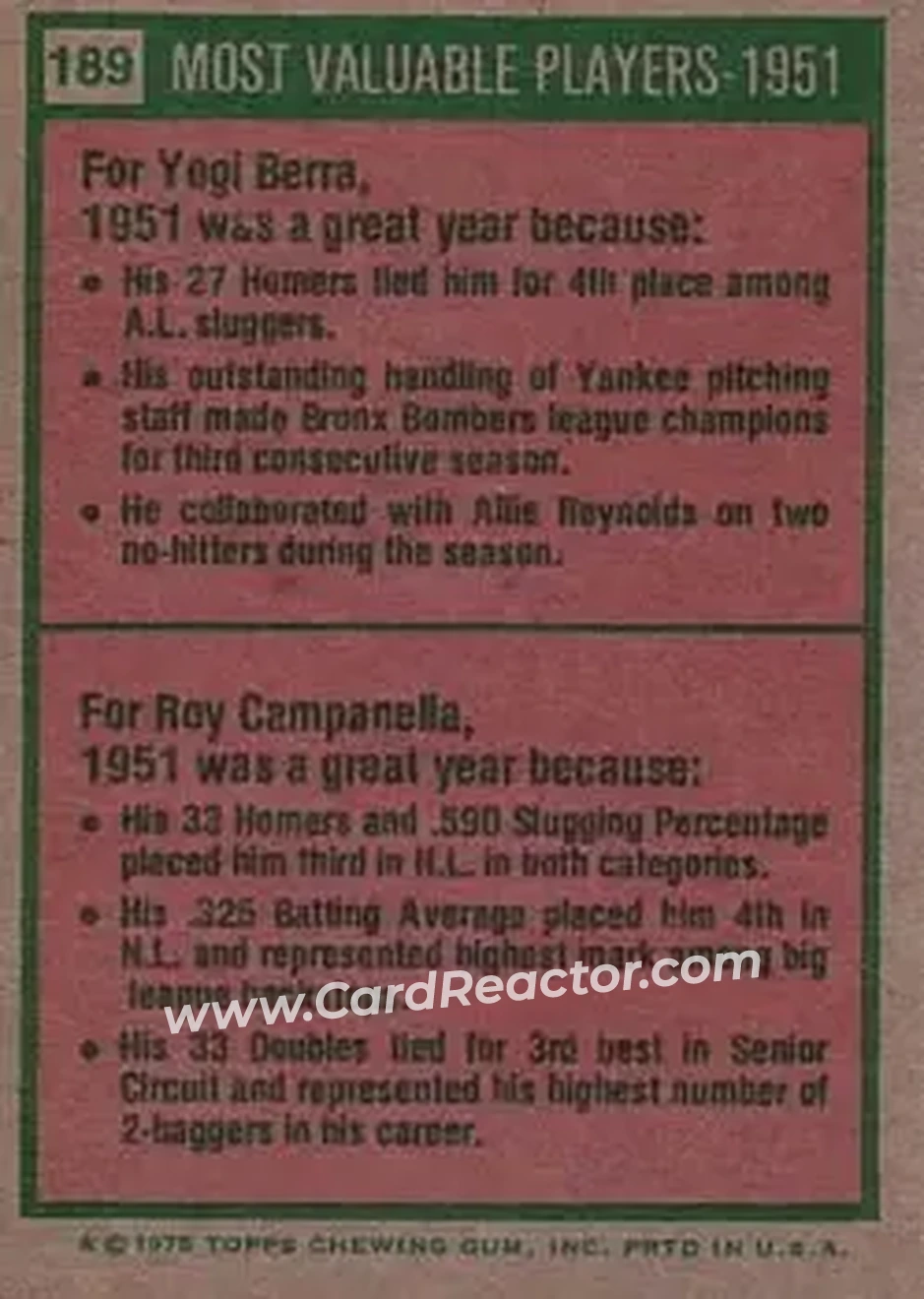Back of Card #189