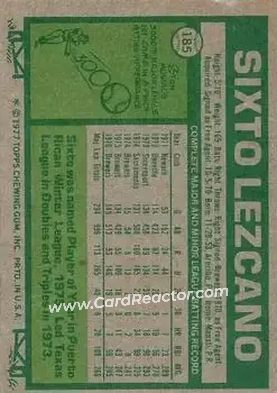 Back of Sixto Lezcano