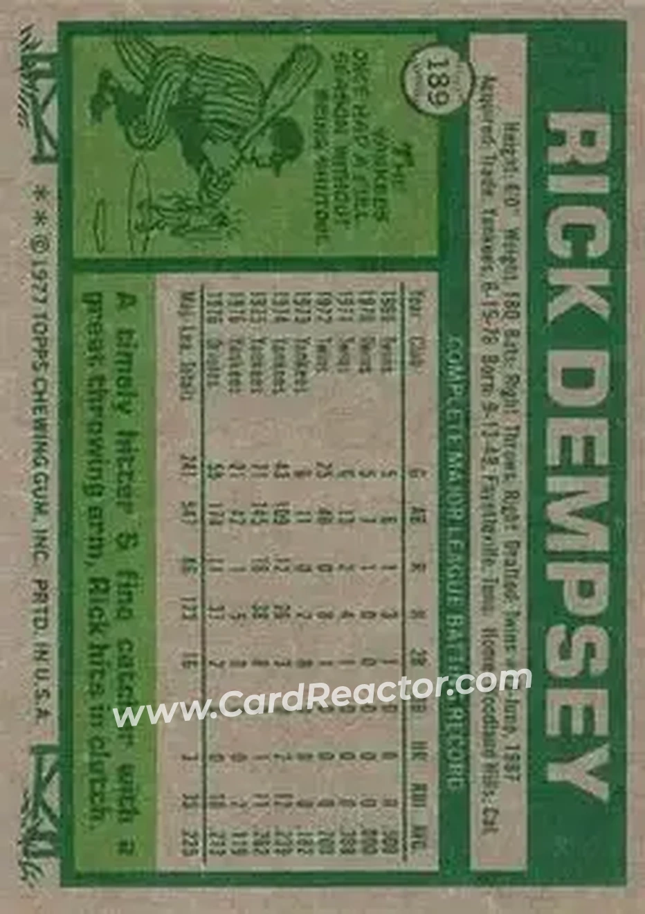 Back of Rick Dempsey