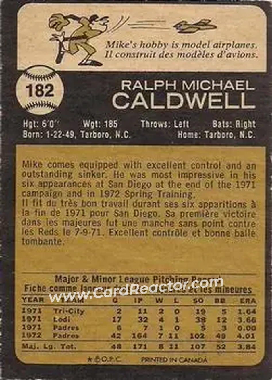 Back of Mike Caldwell